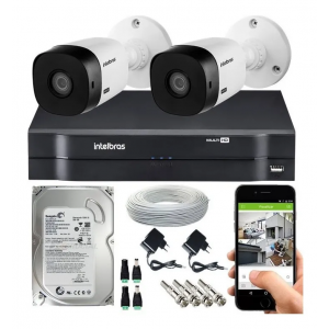 Kit Cftv 2 Câmeras Intelbras Vhl 1120 Dvr Mhdx 1104 Hd 500gb